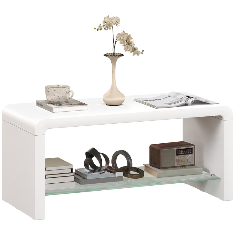 Curved White High Gloss Coffee Table Modern Design by HOMCOM