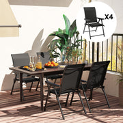 Set of Four Black Folding Outdoor Chairs Lightweight and Portable by Outsunny