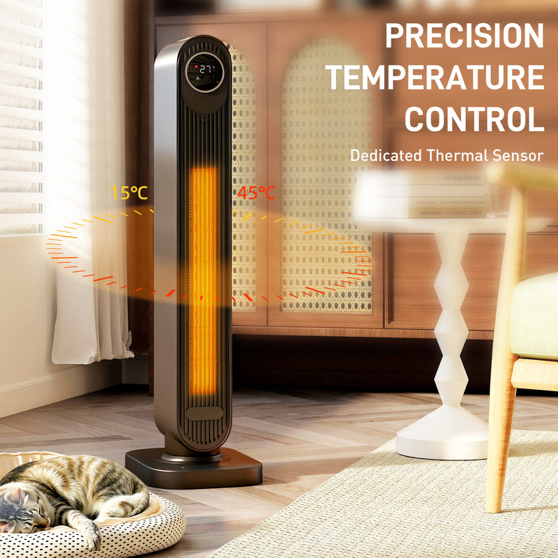 2000W Ceramic Electric Heater with Fan Timer Remote Control and Oscillation for Home or Office Black