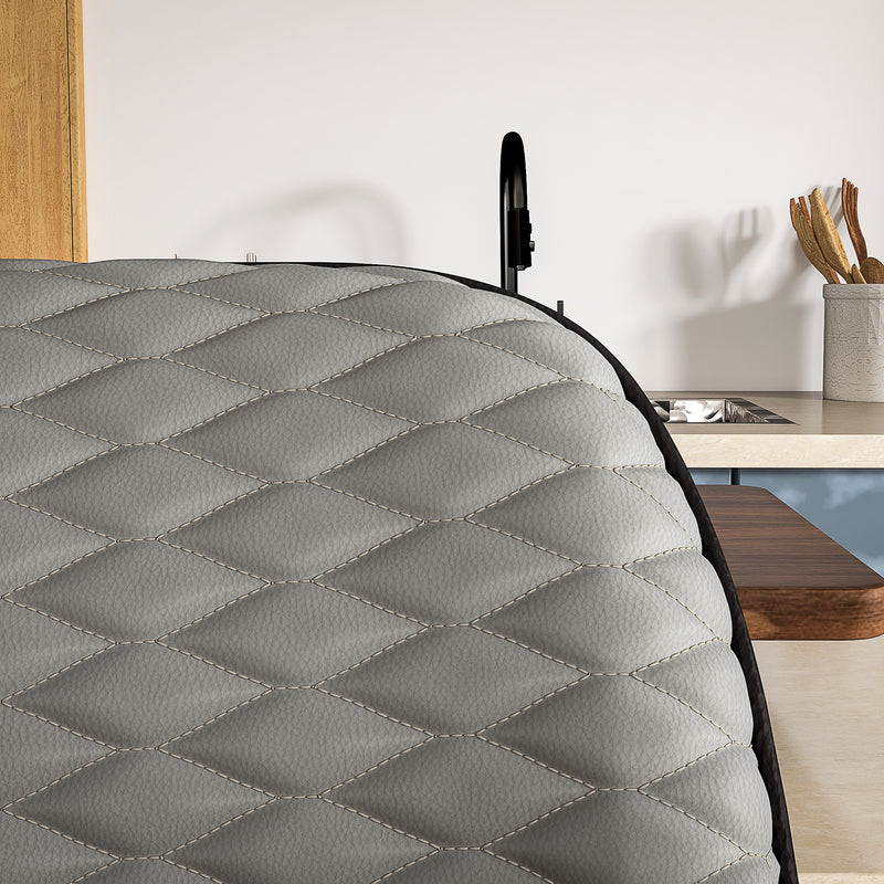 Set of Two Grey Faux Leather Bar Stools with Adjustable Height by HOMCOM