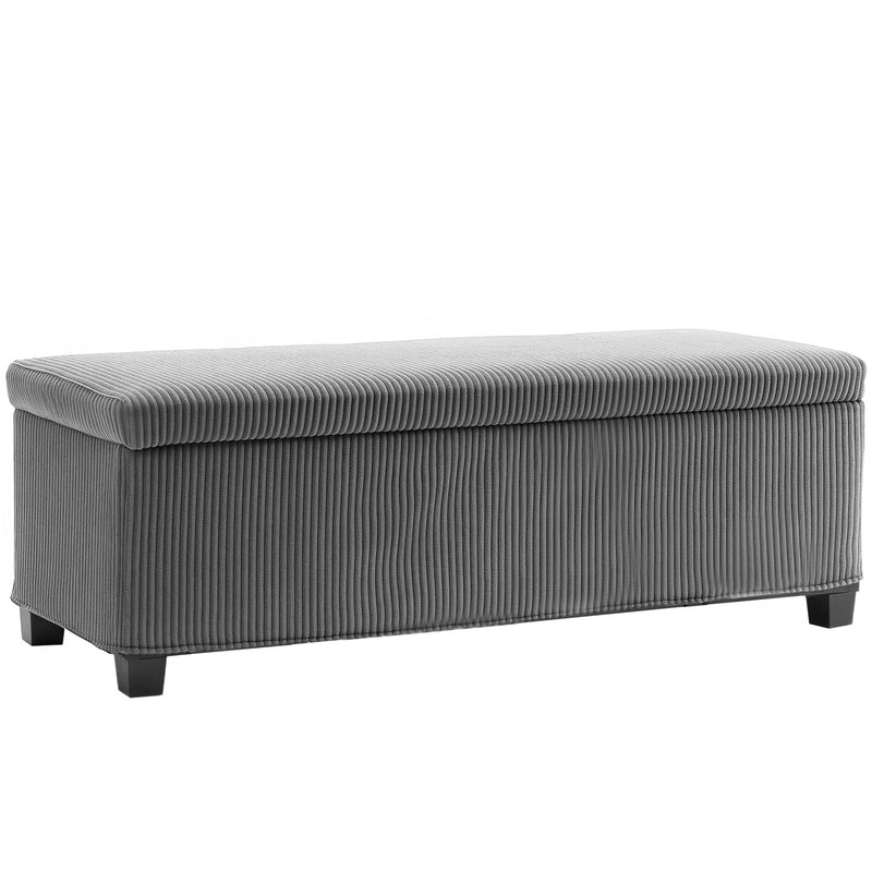 Grey Corduroy Storage Ottoman Bench 112cm With Removable Lid and Legs for Living Room by HOMCOM