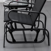 Black Outdoor Glider Rocking Chair with Metal Frame for Relaxing in the Garden