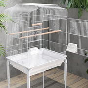 White Bird Cage with Stand and Storage for Budgies Canaries Finches Easy Clean Tray