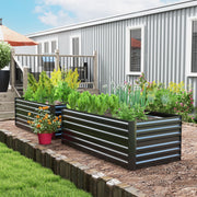 Set of 2 Dark Grey Raised Garden Beds in Steel for Vegetables Herbs and Flowers