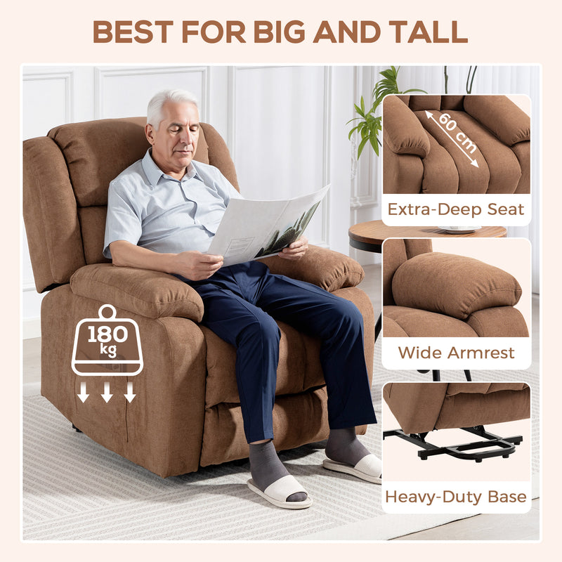 Electric Power Lift Recliner Chair with Massage and Footrest for Elderly Comfort Brown