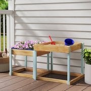 Wooden Sand and Water Play Tables for Kids Aged 3 to 8 with Bottom Liners Natural Finish
