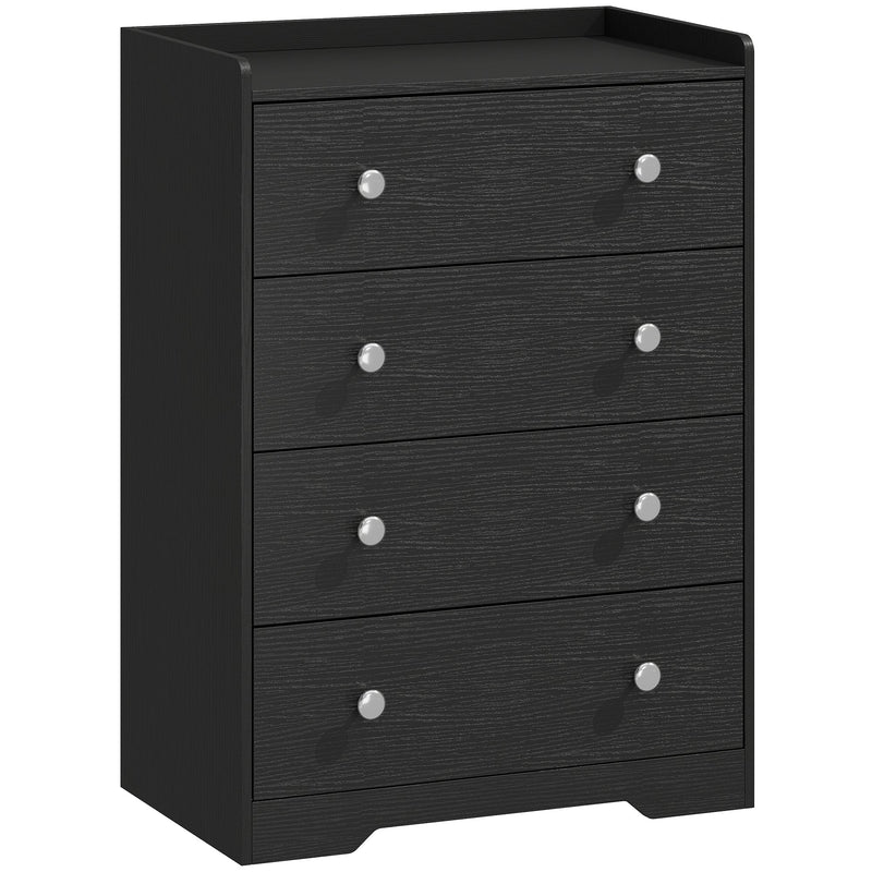 Slim Chest of Drawers for Small Bedrooms with Open Shelf and 4 Deep Drawers