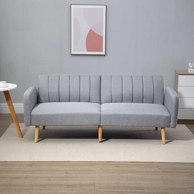 Light Grey Three Seater Sofa Bed with Split Back by HOMCOM