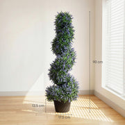 Artificial Lavender Topiary Trees Set of 2 for Easy Year Round Home or Garden Colour Purple AOSOM