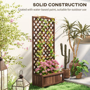 53L Wooden Garden Planter Box with Trellis for Climbing Plants Dark Brown by Outsunny
