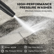 150 Bar High Pressure Washer with Accessories for Car and Patio Cleaning Red Black AOSOM