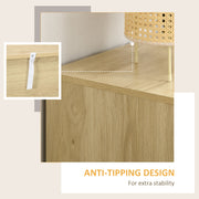 Wood Effect Chest of 4 Drawers with Rattan Weave Panels for Bedroom Storage by Homcom