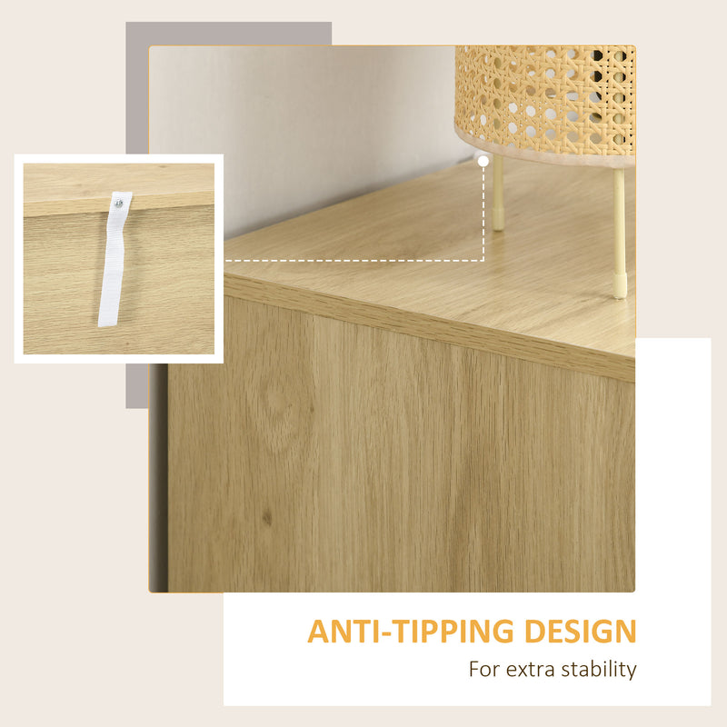 Wood Effect Chest of 4 Drawers with Rattan Weave Panels for Bedroom Storage by Homcom