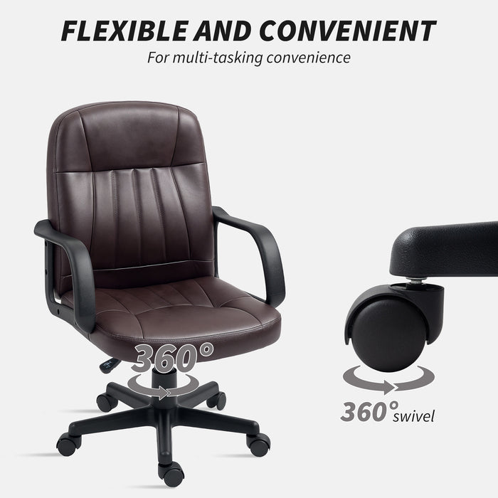 Dark Brown Swivel Executive Office Chair PU Leather With Padded Seat by HOMCOM