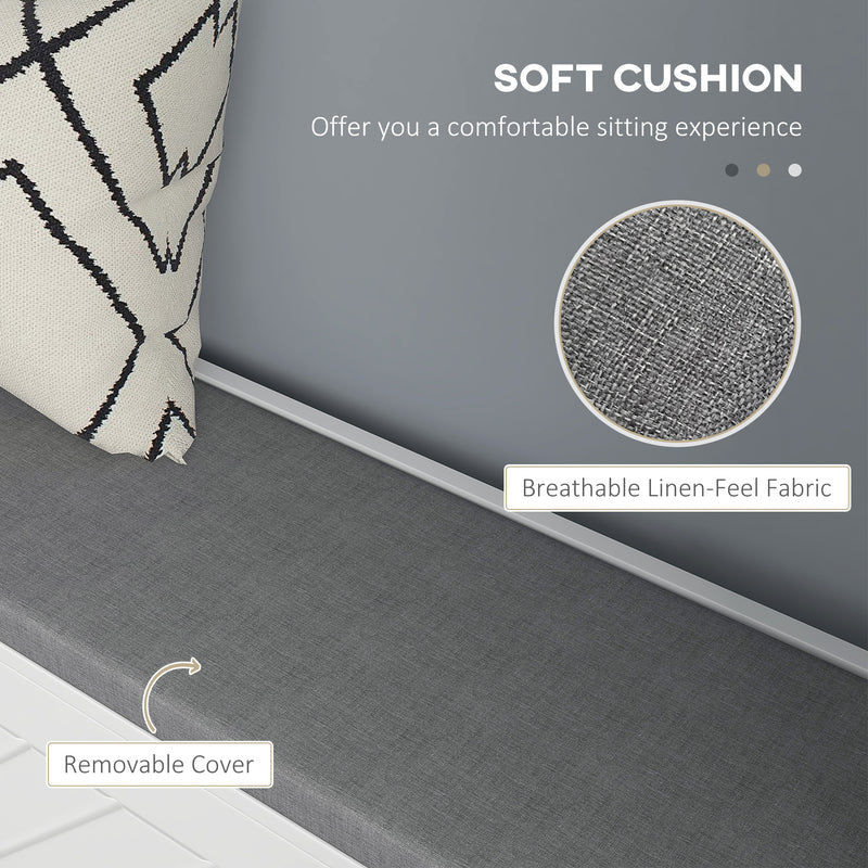 Shoe Storage Bench with Padded Seat and Flip Drawers for Hallway Organising White