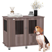 Dog Crate Table for Medium and Large Dogs with Magnetic Door Indoor Use 95x55x75cm Purple by PawHut