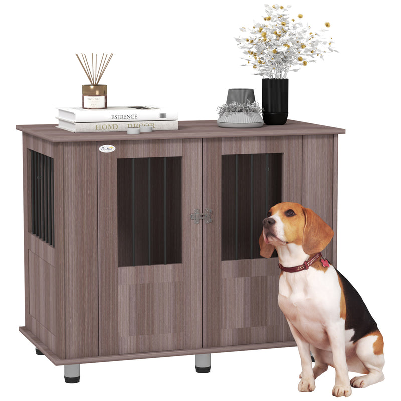 Dog Crate Table for Medium and Large Dogs with Magnetic Door Indoor Use 95x55x75cm Purple by PawHut