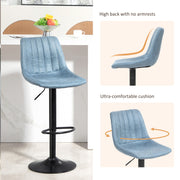 Set of 2 Retro Tub Bar Stools with Padded Seats for Kitchen or Home Bar Blue