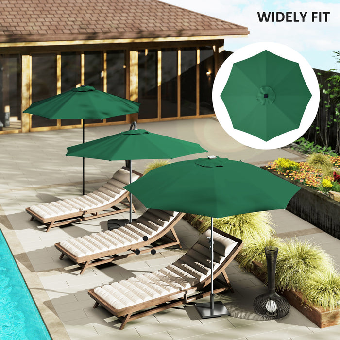 Green 3m Replacement Parasol Canopy UPF 50 Plus with Top Vent Fits 8 Rib Frames by Outsunny
