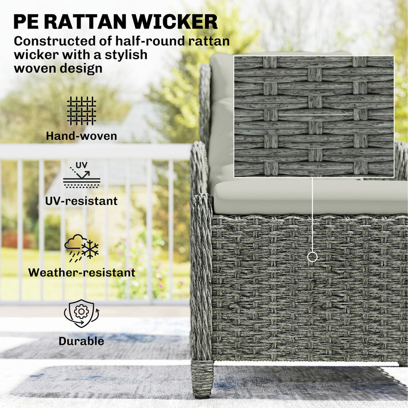 Rattan Garden Bistro Set with Reclining Chairs and Footstools for Relaxing Outdoors Cream White