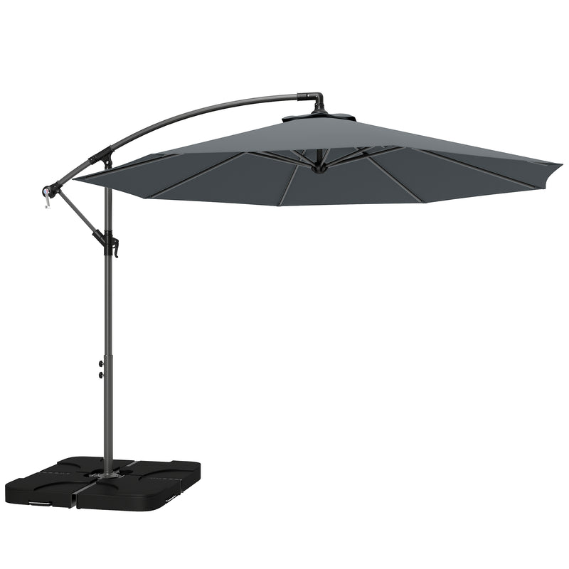 Cantilever Garden Parasol with Base - Overhanging Shade and Adjustable Canopy Dark Grey