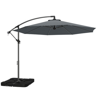 Cantilever Garden Parasol with Base - Overhanging Shade and Adjustable Canopy Dark Grey Outsunny