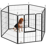 6 Panel Portable Dog Playpen with Door 100cm High for Large Dogs Black by PawHut