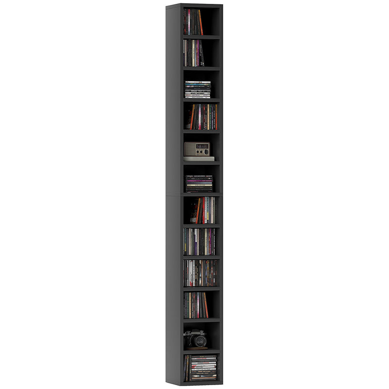 Tall Black CD Storage Tower Holds 204 Discs Slim Media Shelf Unit by HOMCOM