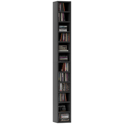 Tall Black CD Storage Tower Holds 204 Discs Slim Media Shelf Unit by HOMCOM