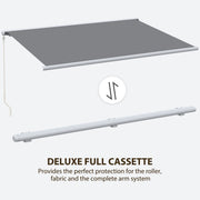 Grey 4x3m Retractable Electric Manual Awning With LED Lights And Remote For Patio
