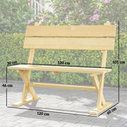 2 Seater Wooden Garden Bench Fir Wood Loveseat with Slatted Seat and Sloping Back by Outsunny