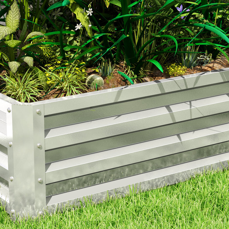 Galvanised Steel Raised Garden Bed for Growing Herbs and Vegetables Outdoors, Silver