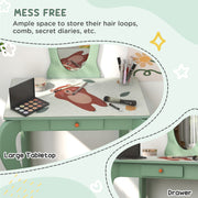 Kids Bedroom Furniture Set with Bed Toy Chest and Dressing Table for Ages 3 to 6 Green AOSOM