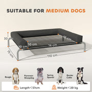 Raised Pet Bed for Medium Dogs or Cats with Cooling Mesh and Support Pillow Black AOSOM