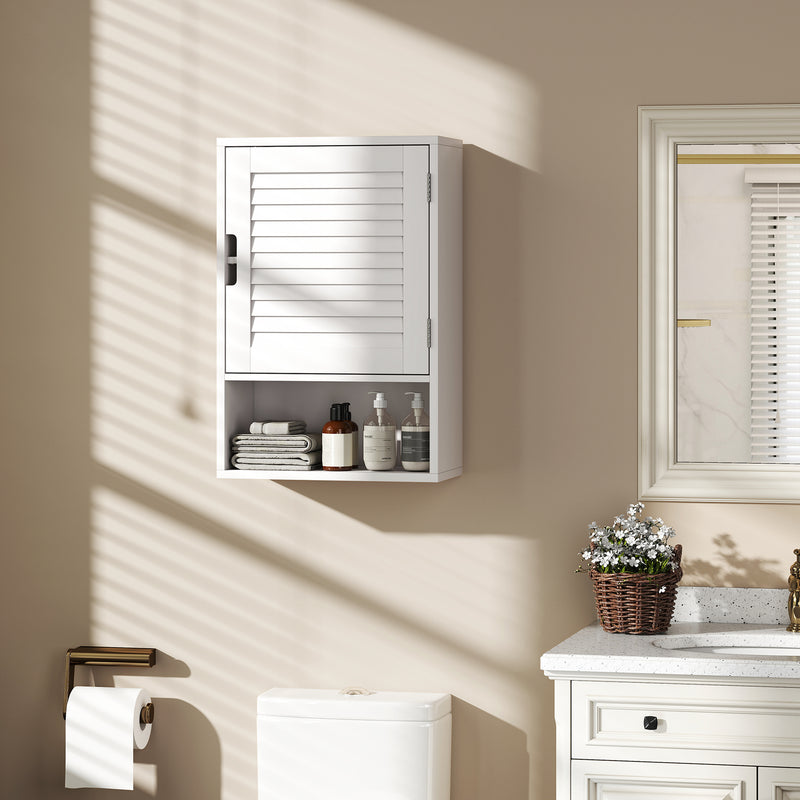 Wall Mounted Bathroom Cabinet With Adjustable Shelves For Compact Storage White AOSOM
