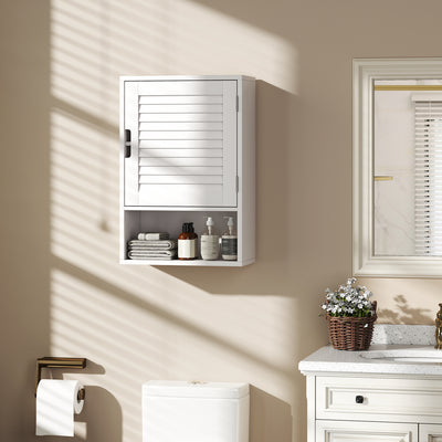 Wall Mounted Bathroom Cabinet With Adjustable Shelves For Compact Storage White AOSOM