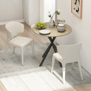 Round 80cm Industrial Dining Table in Oak Finish Ideal for Small Kitchens or Dining Areas