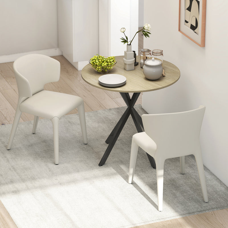 Round 80cm Industrial Dining Table in Oak Finish Ideal for Small Kitchens or Dining Areas