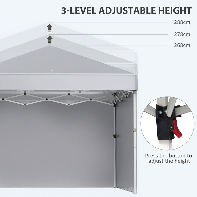 3x3m Pop Up Gazebo with Sidewalls and Wheeled Bag Ideal for Garden Parties Light Grey AOSOM
