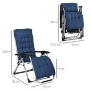 Set of 2 Reclining Zero Gravity Sun Loungers with Cushions Blue by Outsunny