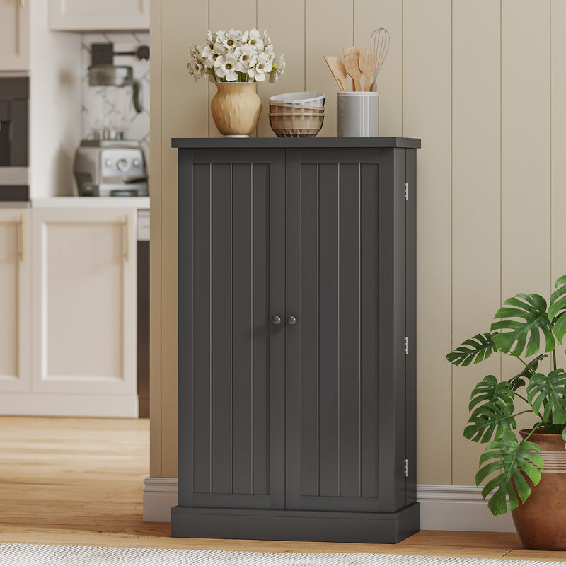Freestanding Kitchen Pantry Cupboard With Adjustable Shelves For Extra Storage Black AOSOM