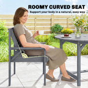 Wooden Garden Dining Set for 4 with Round Table and Umbrella Hole Grey Fir Wood Outsunny