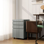 Mobile Metal Filing Cabinet with 3 Drawers and Anti Tilt Design for Home Office, Grey