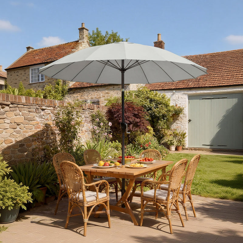 Garden Parasol Umbrella with Adjustable Tilt for Sun Protection and Cooling Shade Light Grey Outsunny