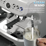15 Bar Coffee Machine With Adjustable Grind Steamer and Accessories Silver by HOMCOM