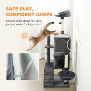 Large 160cm Cat Tree Tower with Hammock Condos Scratching Posts and Ladder Dark Grey AOSOM