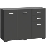 Sideboard with Adjustable Shelves and Drawers for Living Room or Dining Storage Black AOSOM