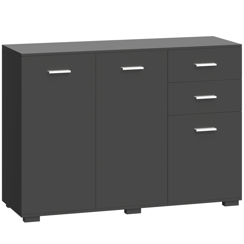 Sideboard with Adjustable Shelves and Drawers for Living Room or Dining Storage Black AOSOM