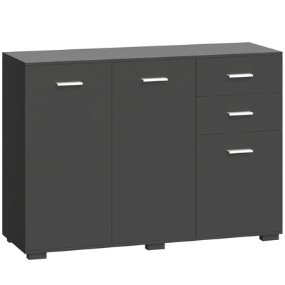 Sideboard with Adjustable Shelves and Drawers for Living Room or Dining Storage Black AOSOM