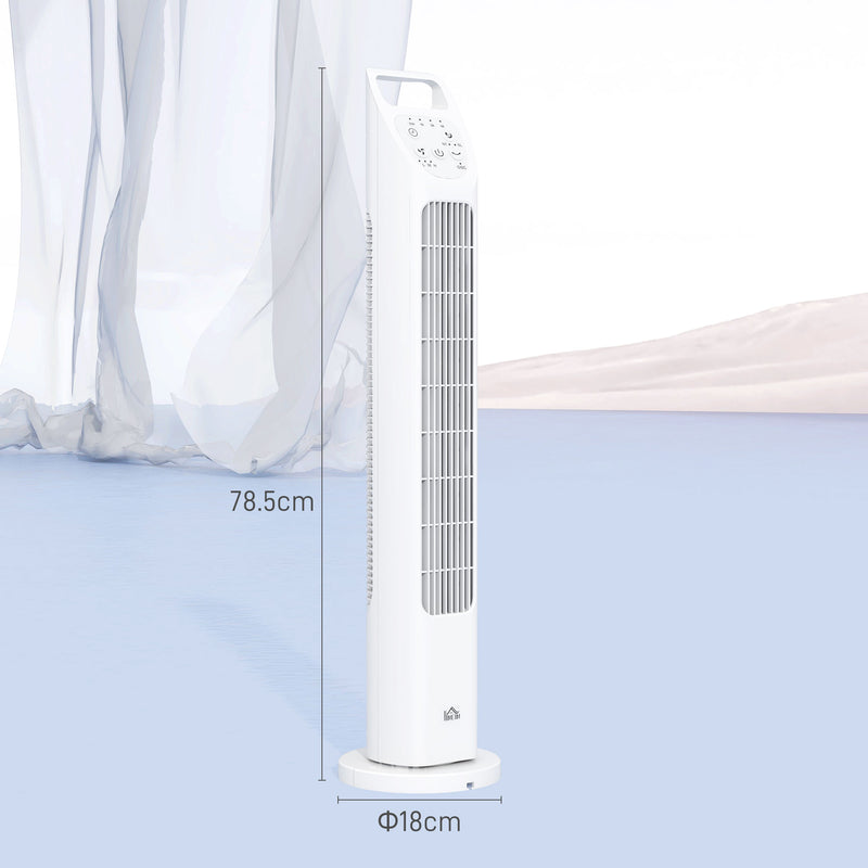 31 Inch Oscillating Tower Fan with Remote Timer and 3 Speeds for Home or Office, White